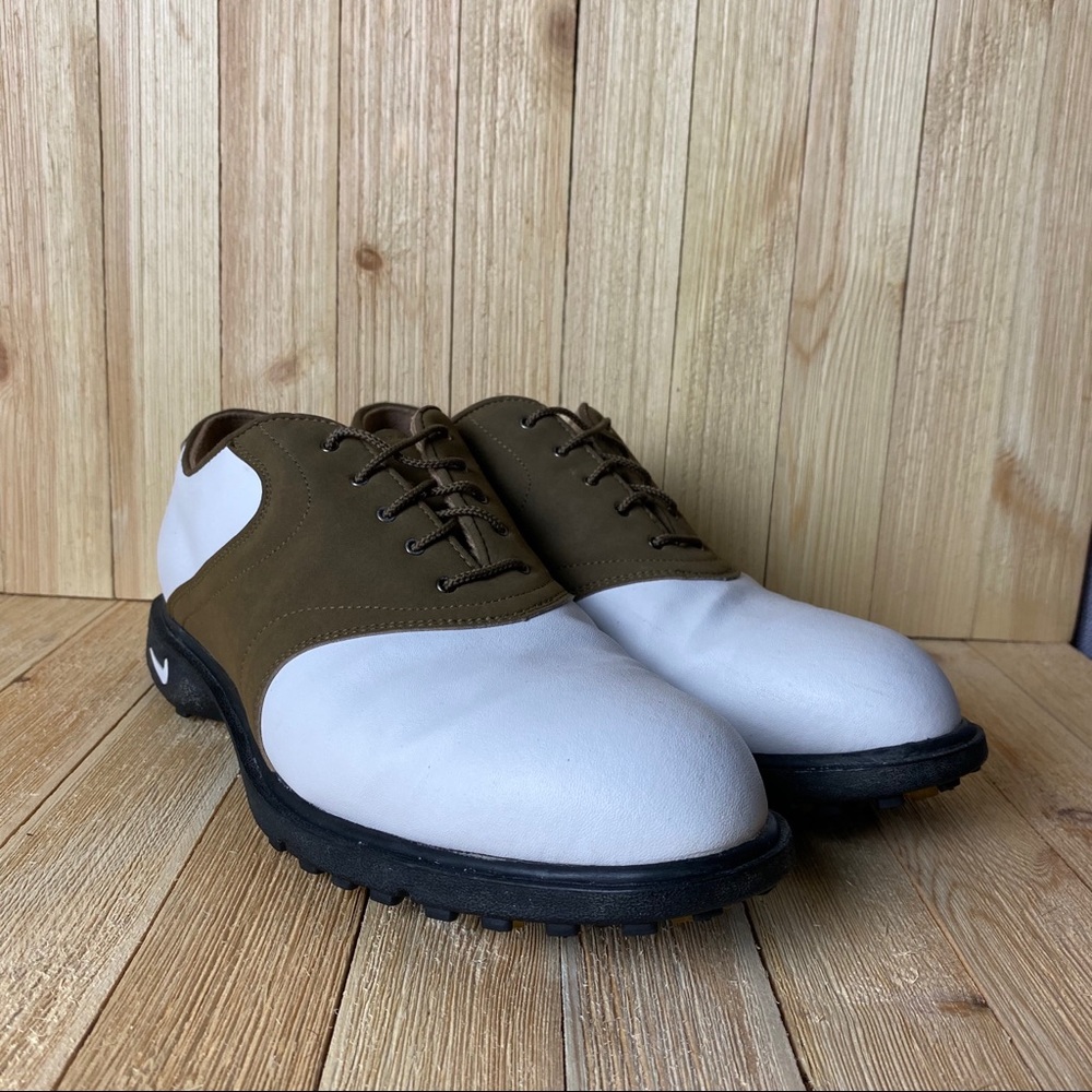 Nike Air Mens Golf Shoes cleats White Brown 9.5
